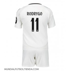 Camiseta Real Madrid Rodrygo Goes #11 Primera Equipación Replica 2024-25 para niños mangas cortas (+ Pantalones cortos)